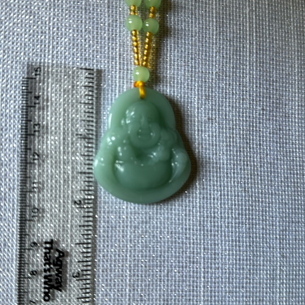 Buddha Necklace Jade Art Glass Vintage Endless Strand